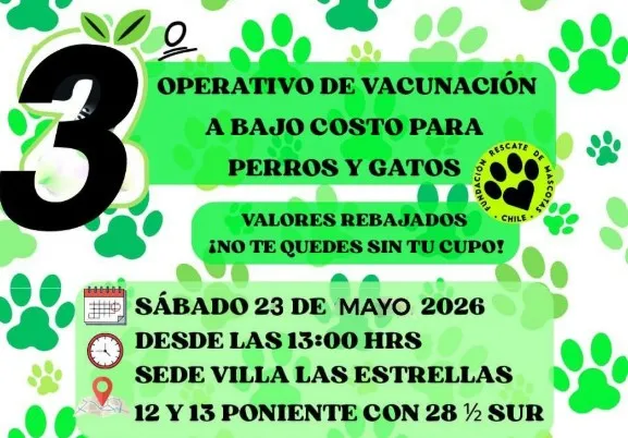 Tercer Operativo de Vacunación a Bajo Costo para Perros y Gatos - Año 2026